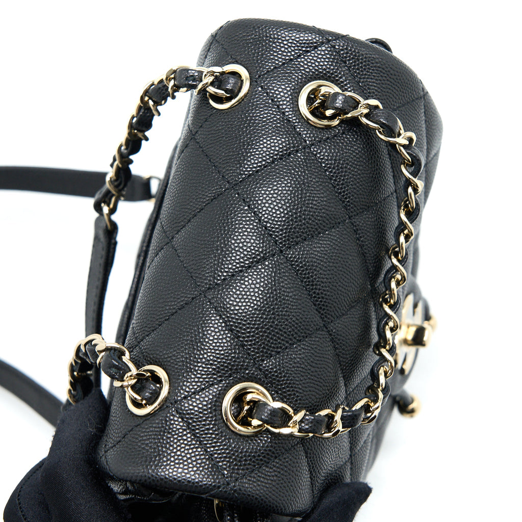 CHANEL 23P MINI FLAP BACKPACK CAVIAR BLACK LGHW (MICROCHIP)