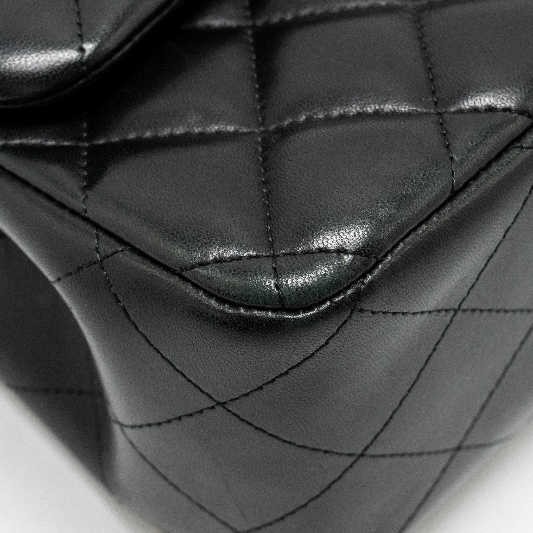 CHANEL JUMBO CLASSIC DOUBLE FLAP BAG LAMBSKIN BLACK GHW