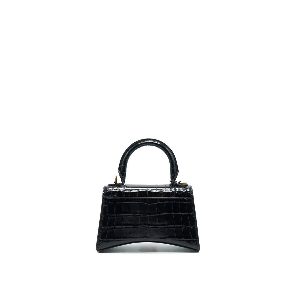 BALENCIAGA HOURGLASS XS EMBOSSED CALFKSIN BLACK GHW