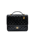 CHANEL 22K LARGE BACKPACK PATENT BLACK BRUSHED GHW (MICROCHIP)