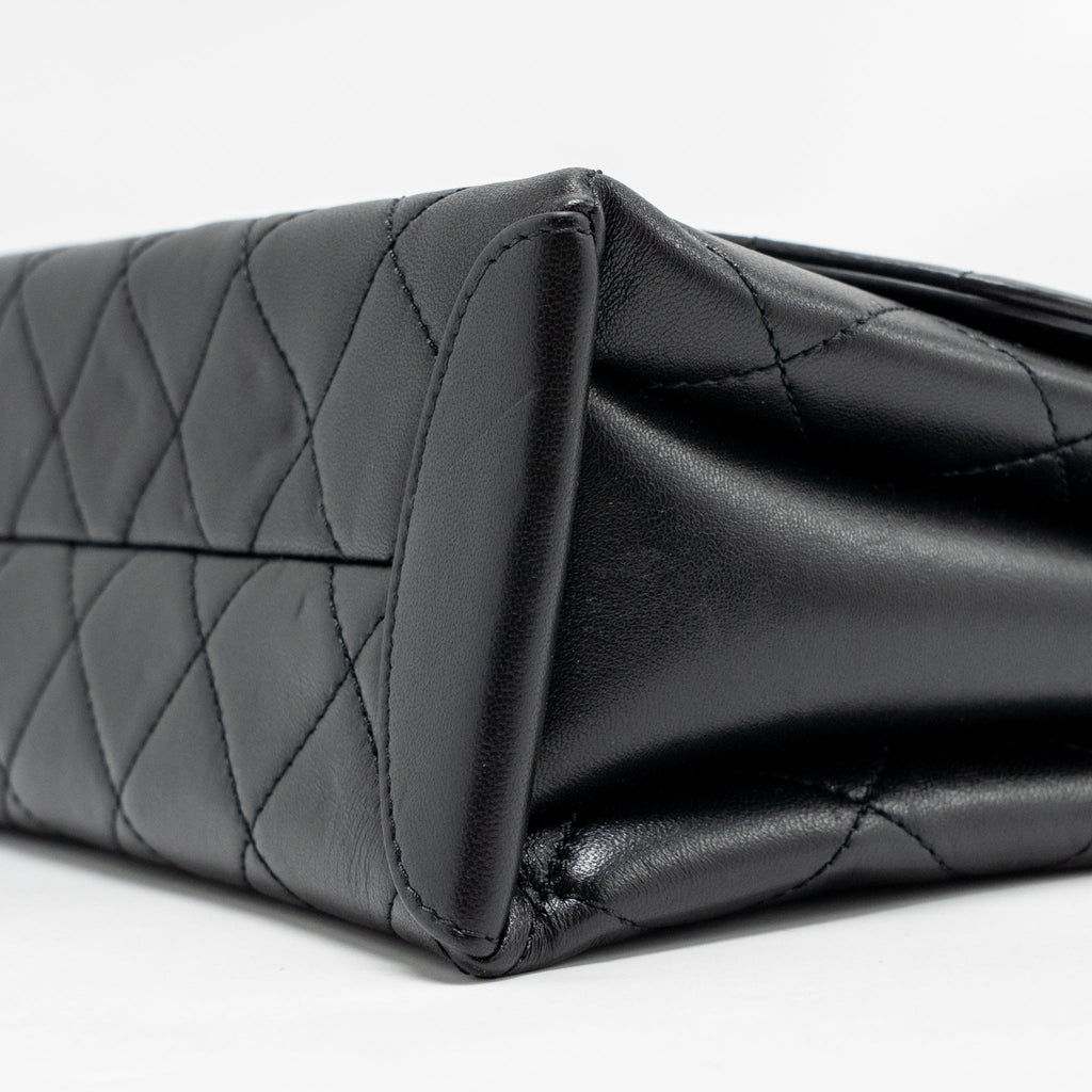 CHANEL MINI TRENDY SPIRIT TOP HANDLE FLAP BAG LAMBSKIN BLACK GHW