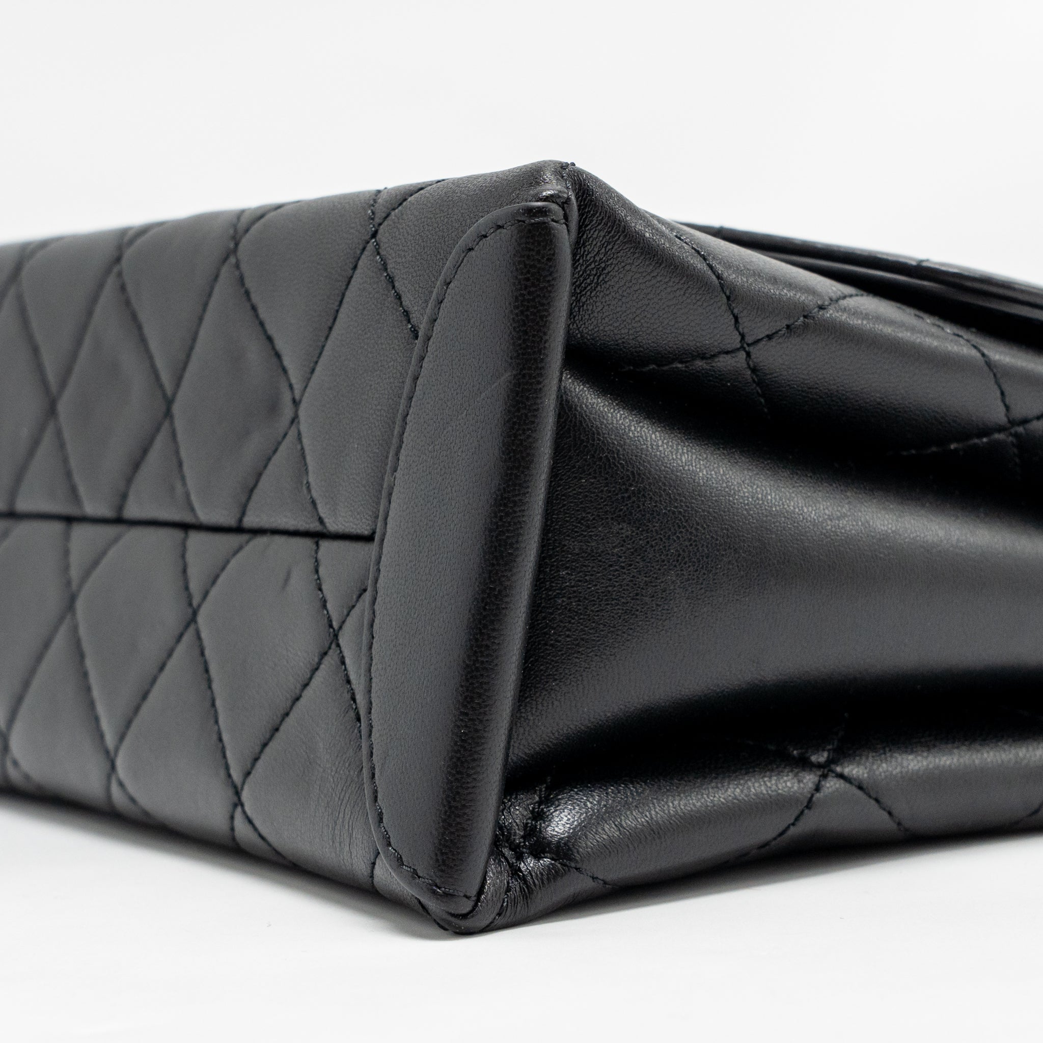CHANEL MINI TRENDY SPIRIT TOP HANDLE FLAP BAG LAMBSKIN BLACK GHW