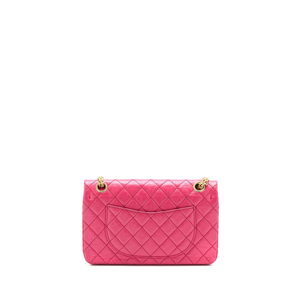 CHANEL SMALL 2.55 REISSUE AGED CALFSKIN HOT PINK BRUSHED GHW