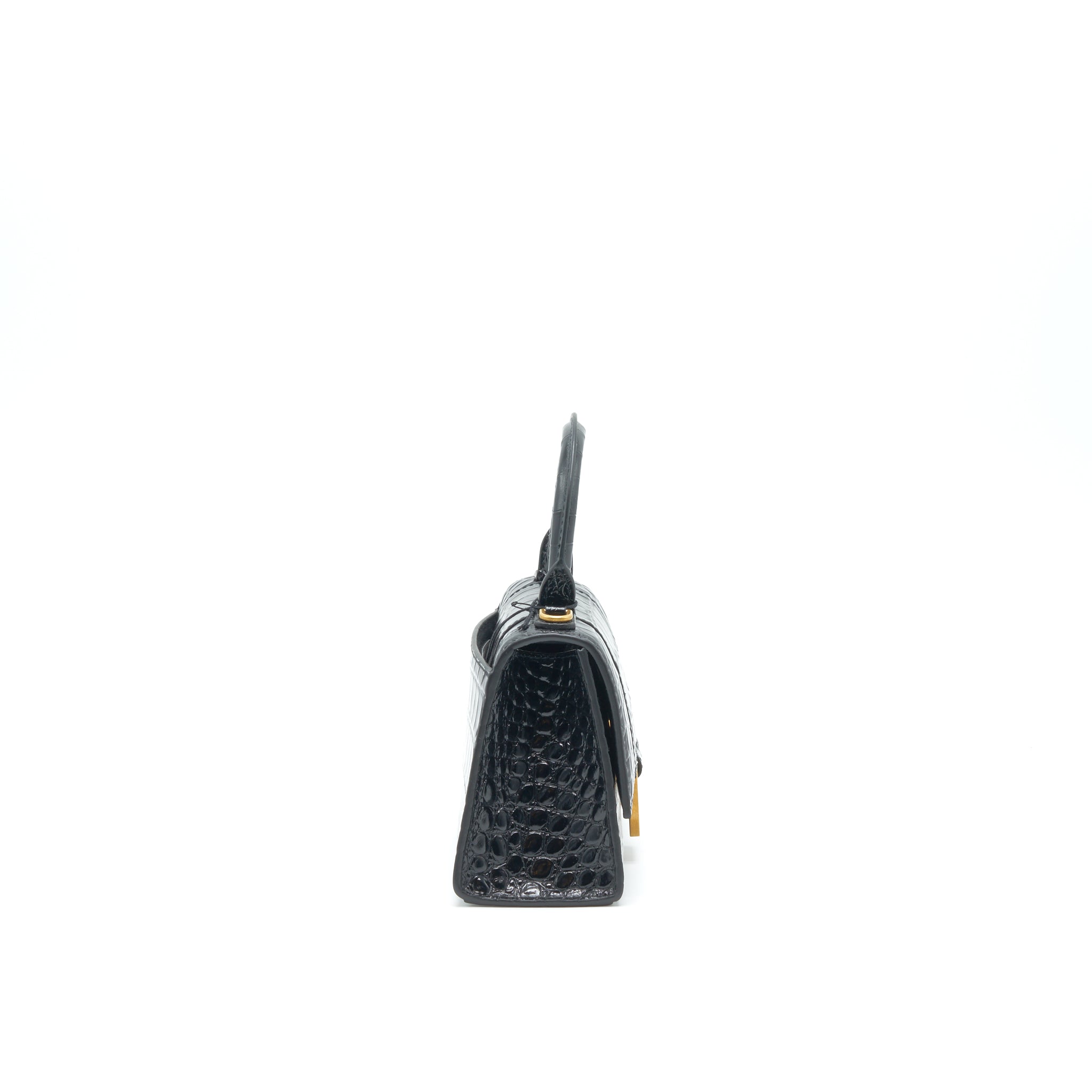 BALENCIAGA HOURGLASS XS EMBOSSED CALFKSIN BLACK GHW