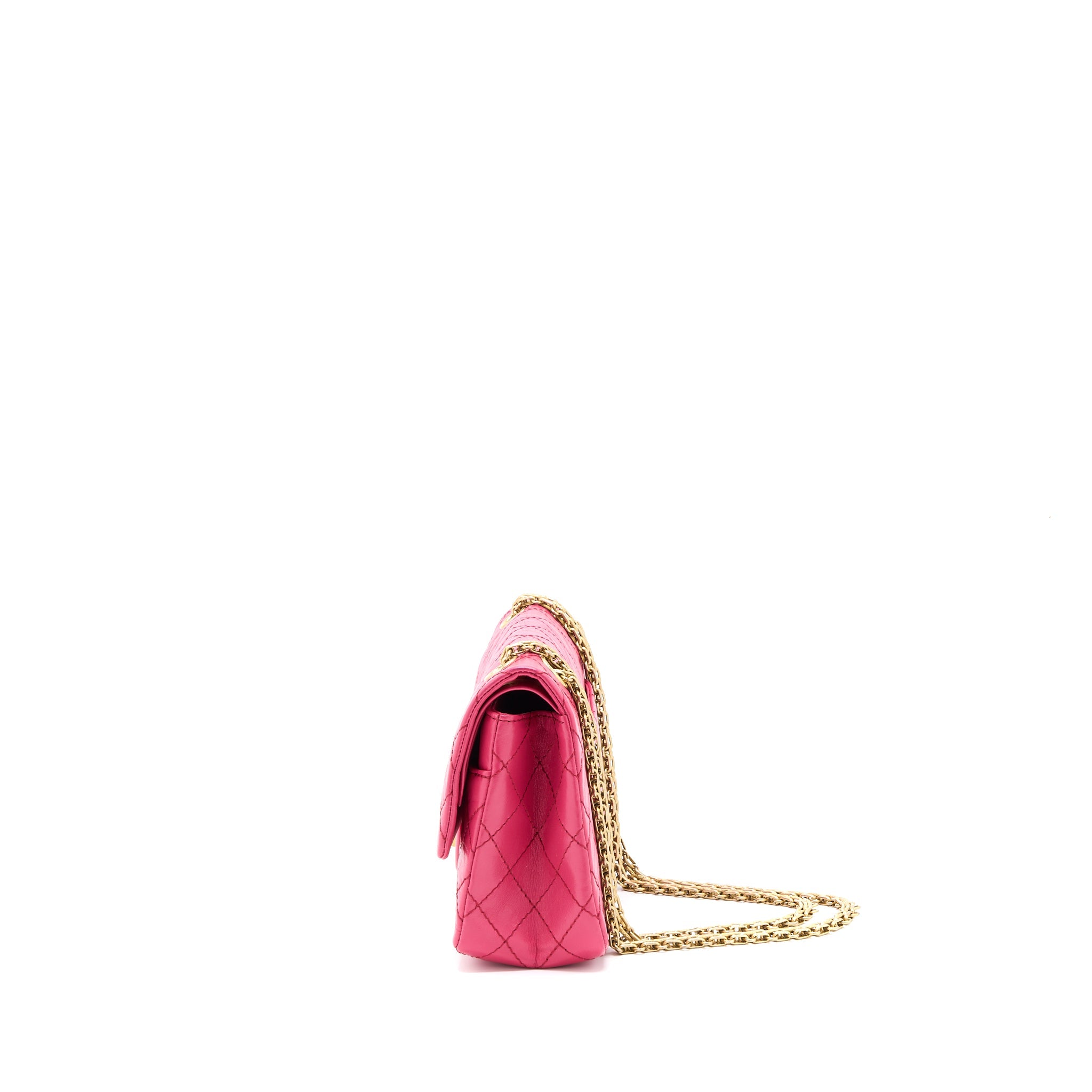 CHANEL SMALL 2.55 REISSUE AGED CALFSKIN HOT PINK BRUSHED GHW