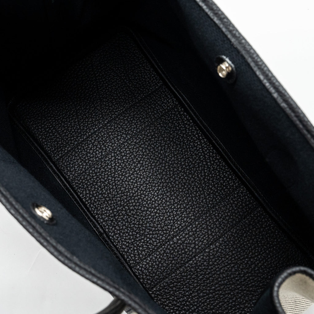 HERMES GARDEN PARTY 36 CANVAS/ LEATHER BLACK / WHITE SHW
