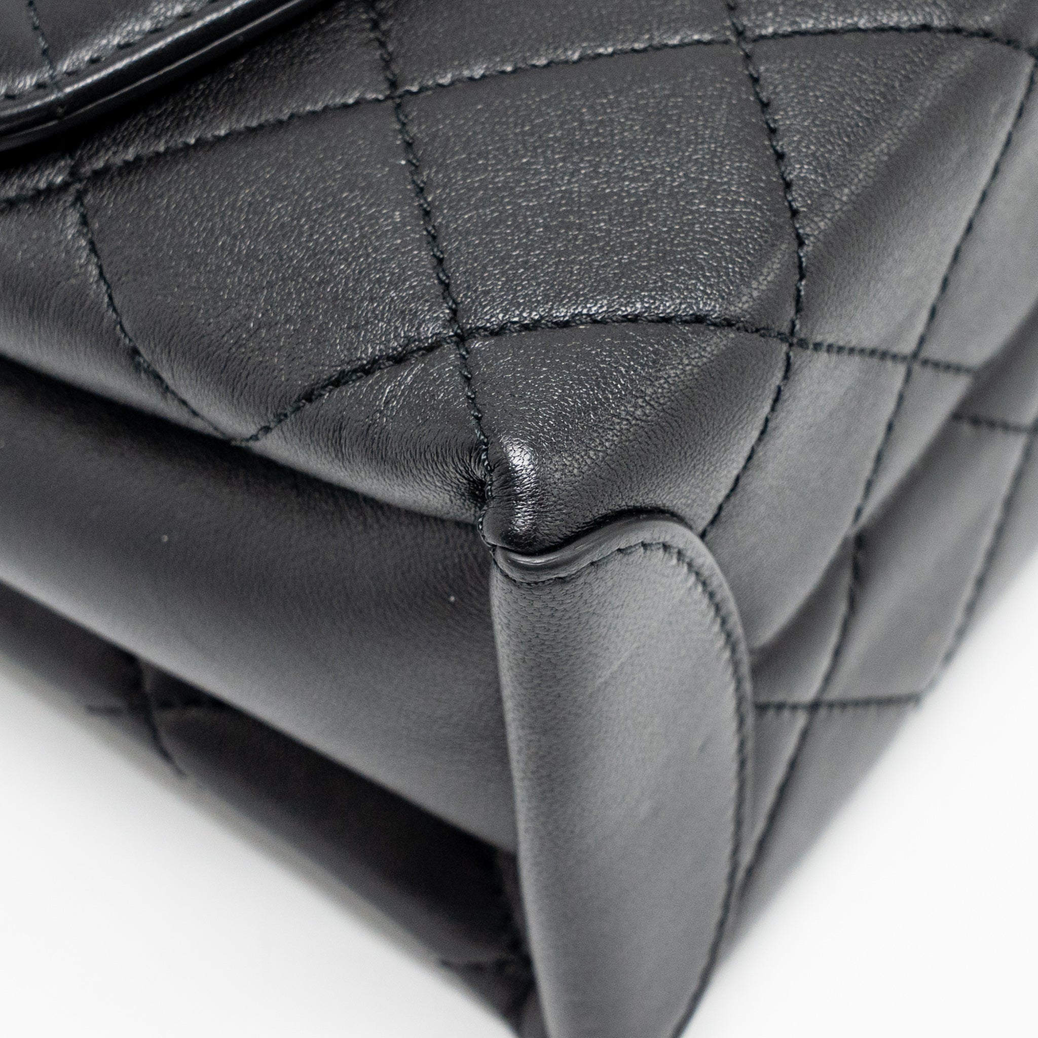 CHANEL MINI TRENDY SPIRIT TOP HANDLE FLAP BAG LAMBSKIN BLACK GHW