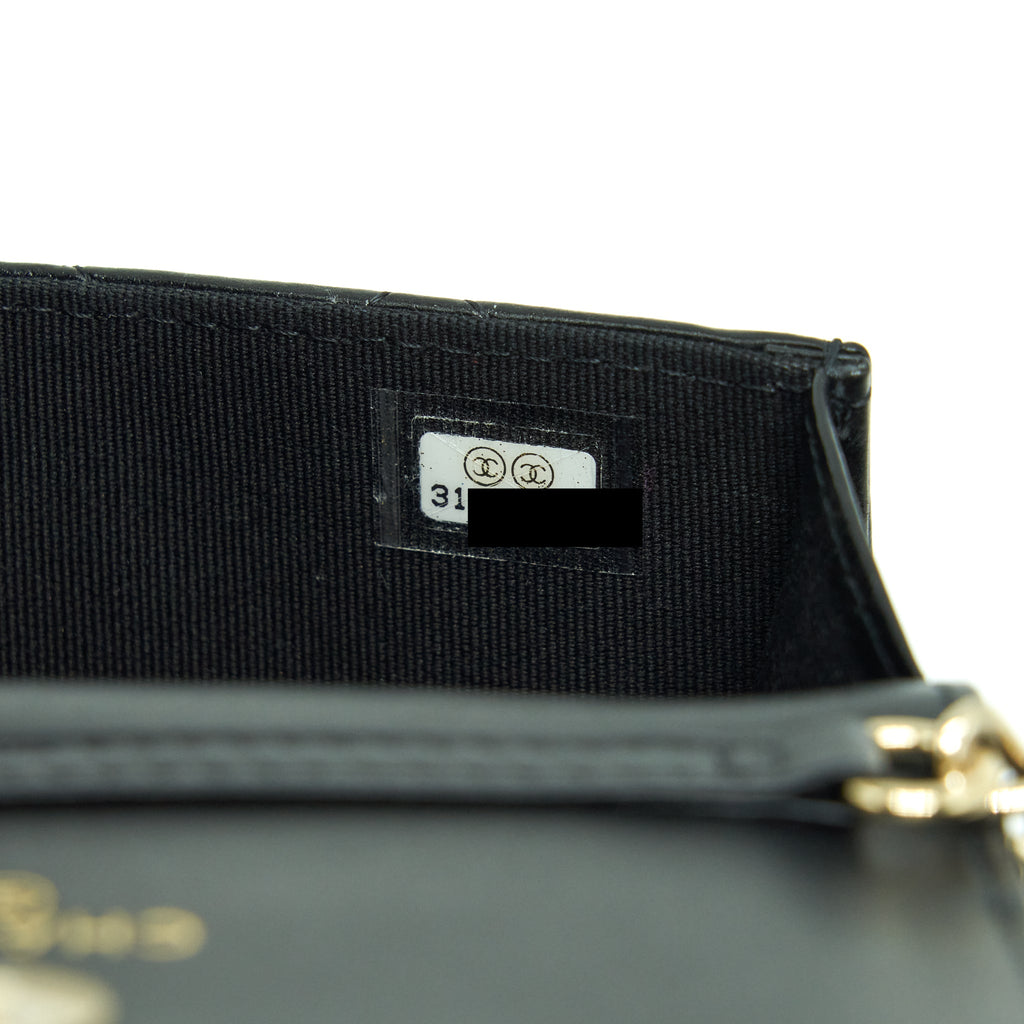 CHANEL GIANT PEARL CHAIN MINI BAG LAMBSKIN BLACK LGHW