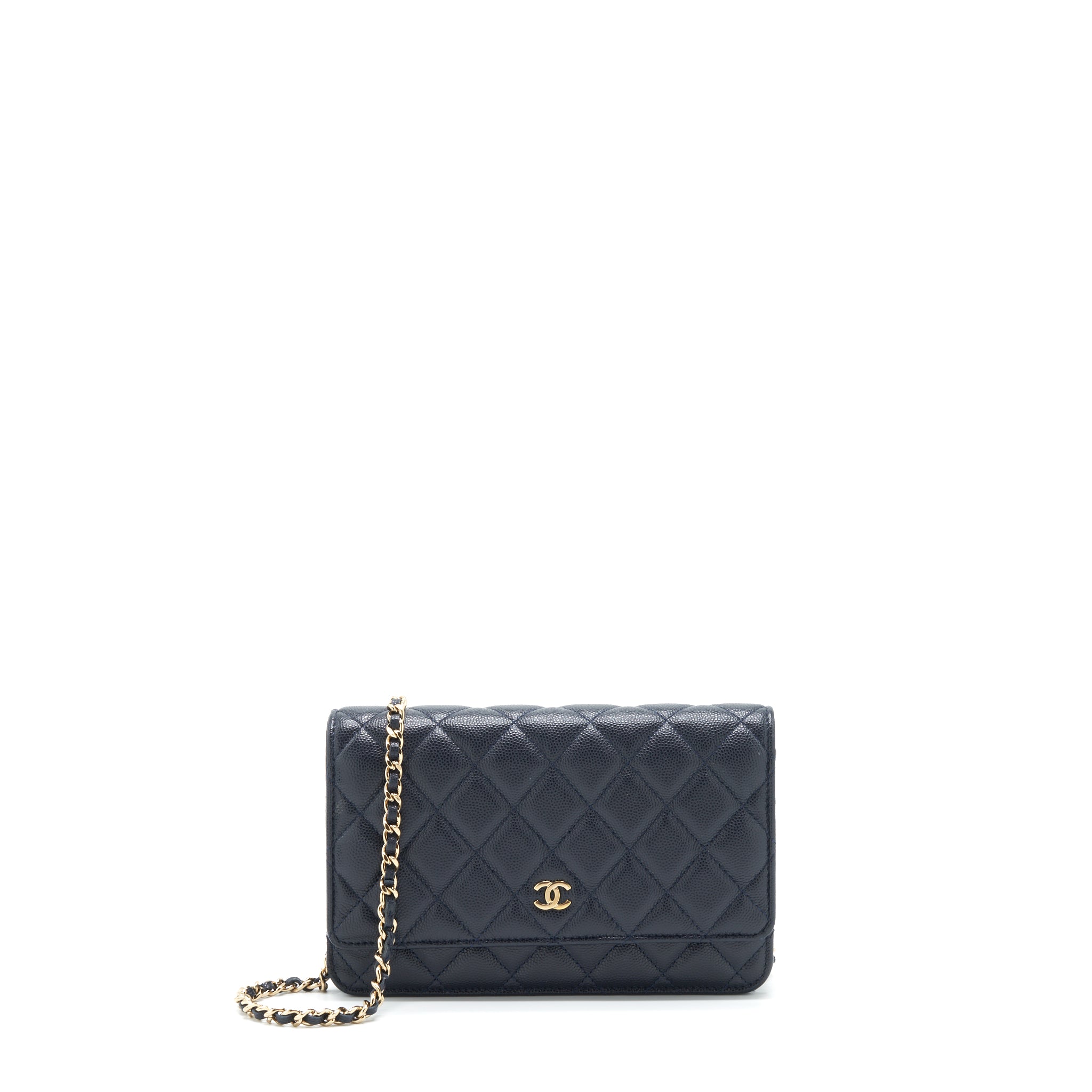 CHANEL CLASSIC WALLET ON CHAIN CAVIAR NAVY LGHW