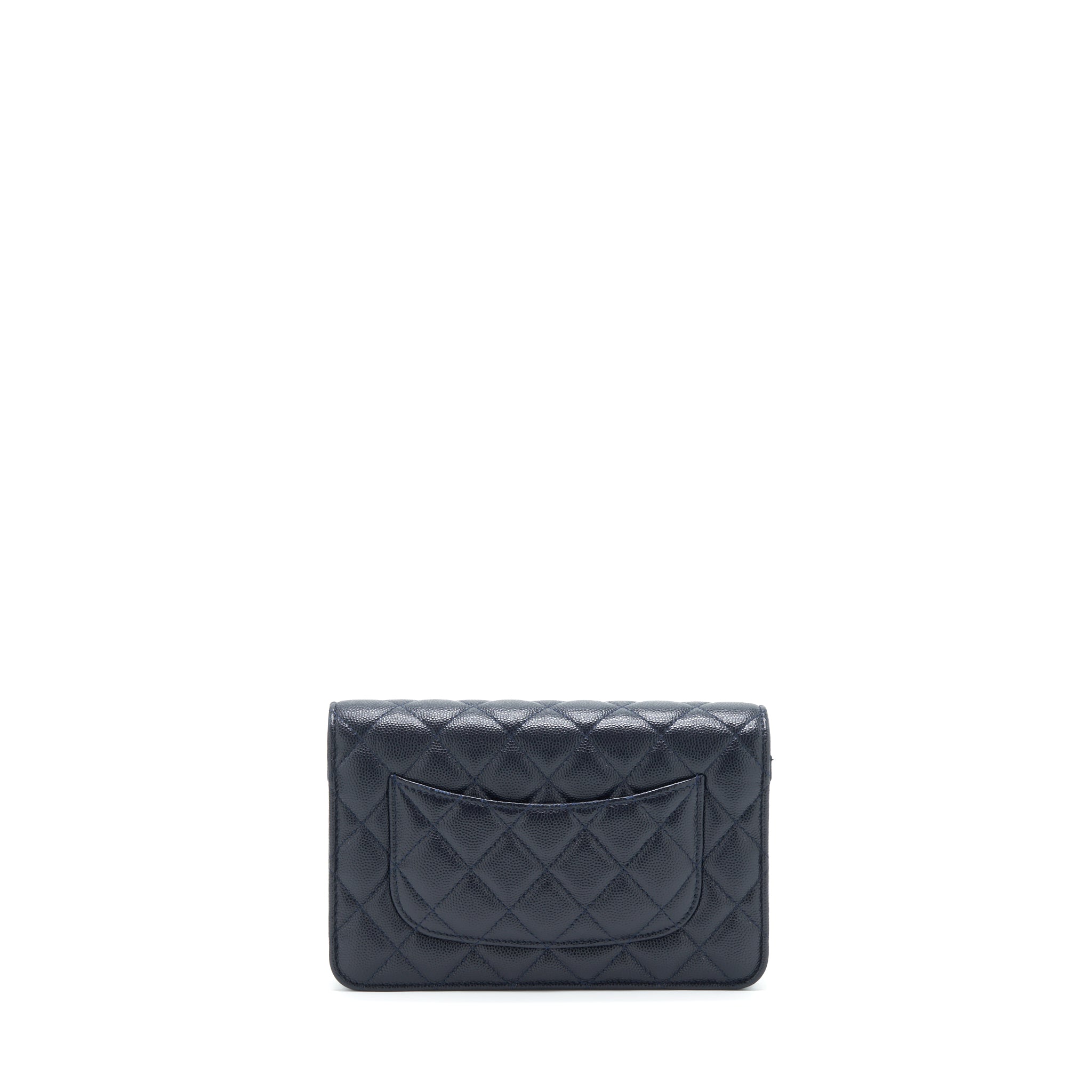CHANEL CLASSIC WALLET ON CHAIN CAVIAR NAVY LGHW