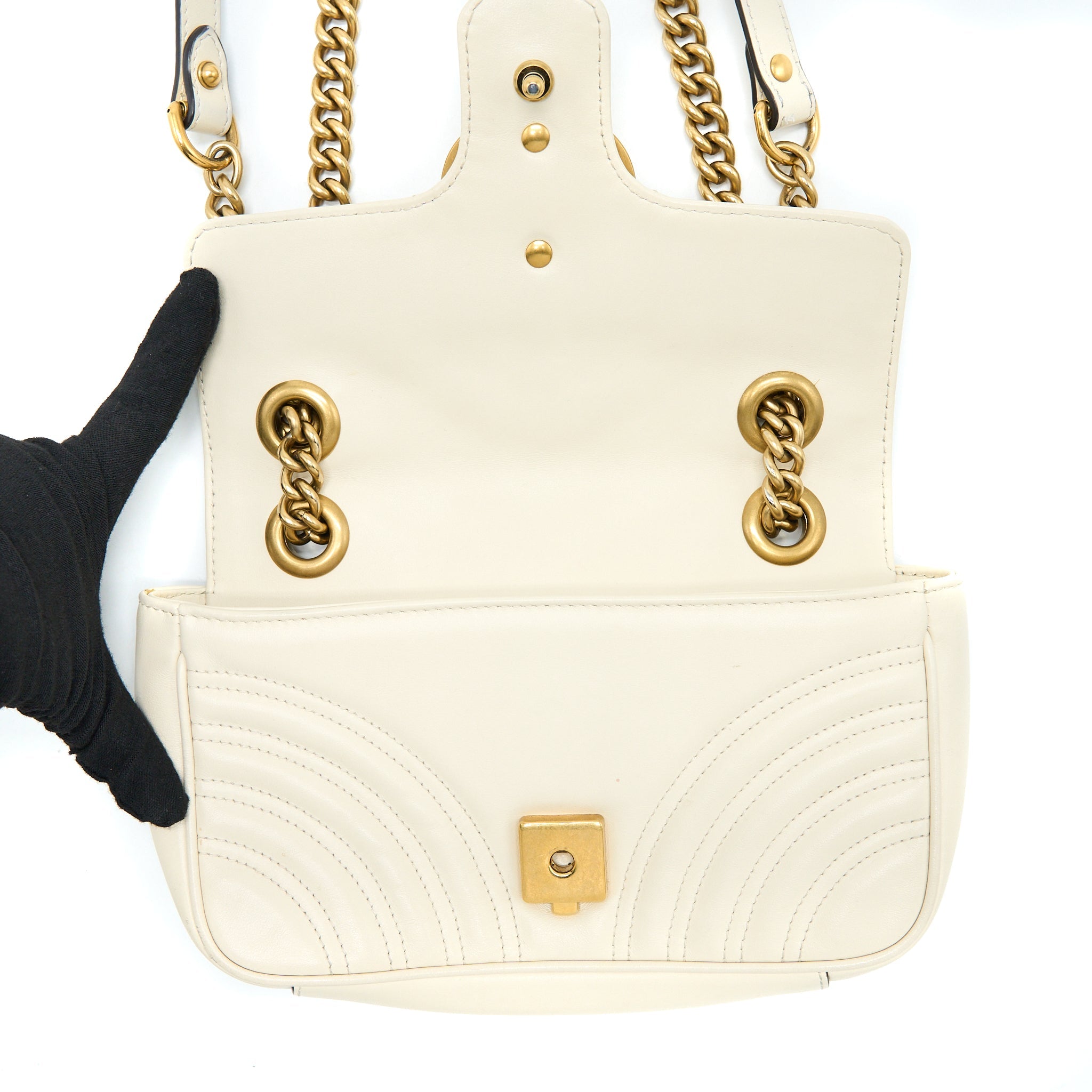 GUCCI MINI MARMONT CALFSKIN WHITE GHW