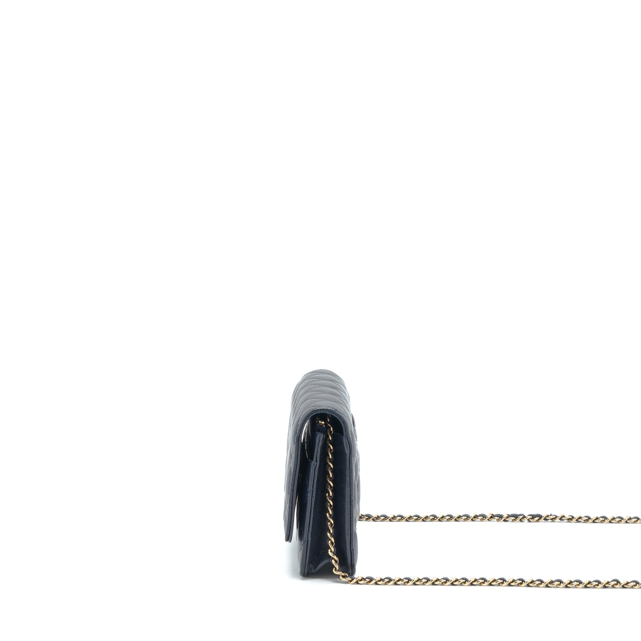 CHANEL CLASSIC WALLET ON CHAIN CAVIAR NAVY LGHW