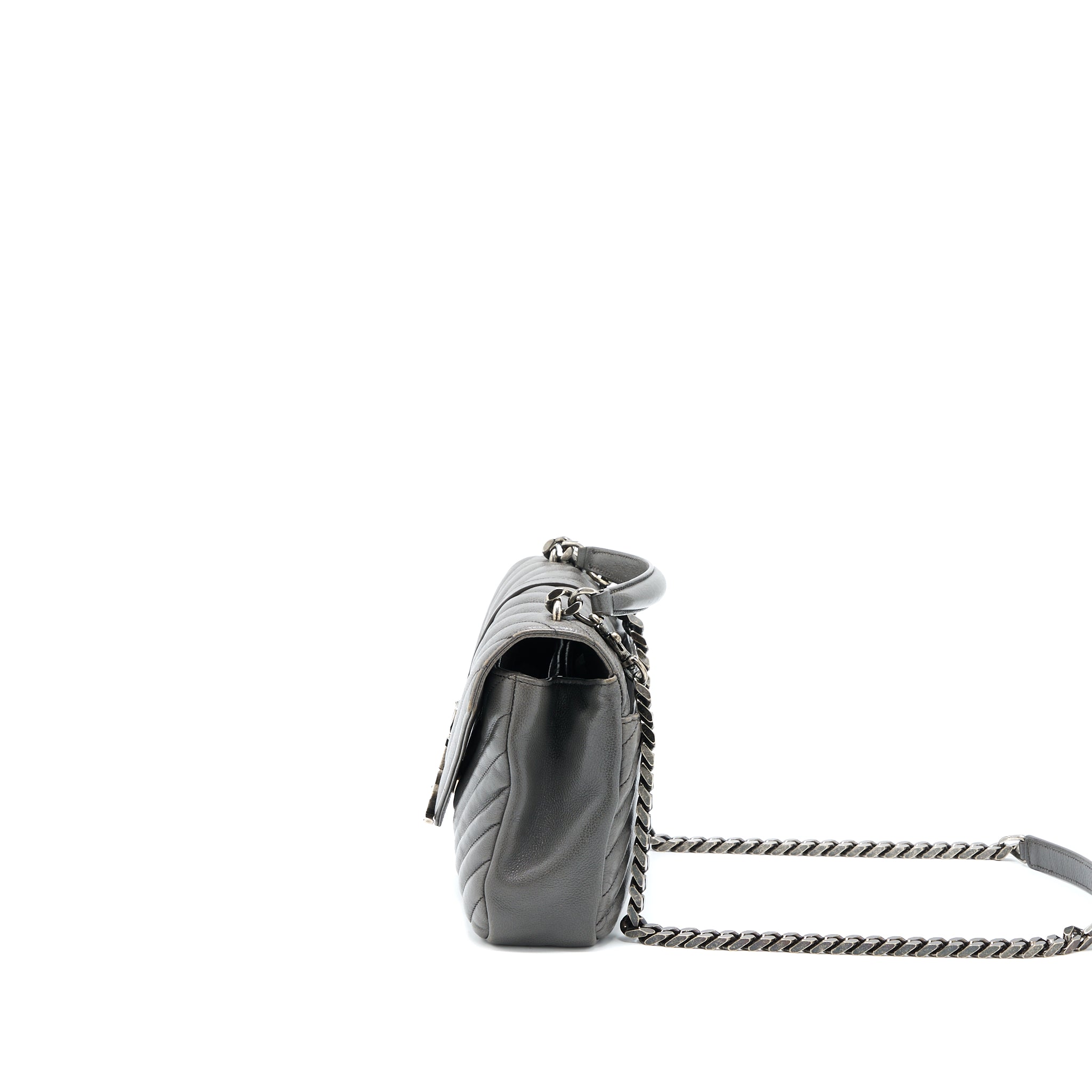 SAINT LAURENT COLLEGE BAG CALFSKIN GREY WITH RUTHENIUM HARDWARE