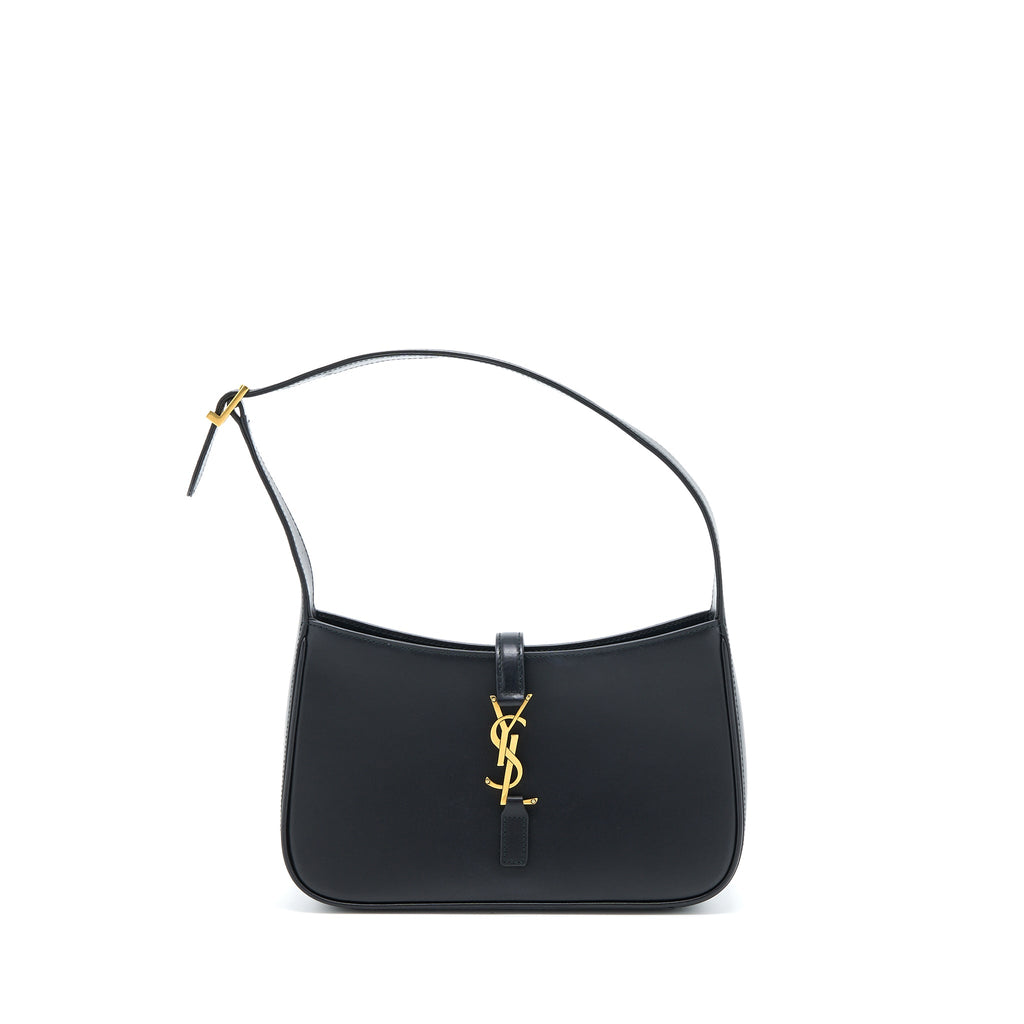 SAINT LAURENT LE 5 A 7 SMOOTH CALFSKIN BLACK BRUSHED GHW