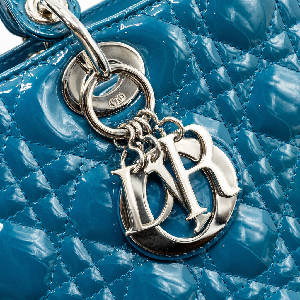 DIOR LARGE LADY DIOR PATENT BLUE SHW