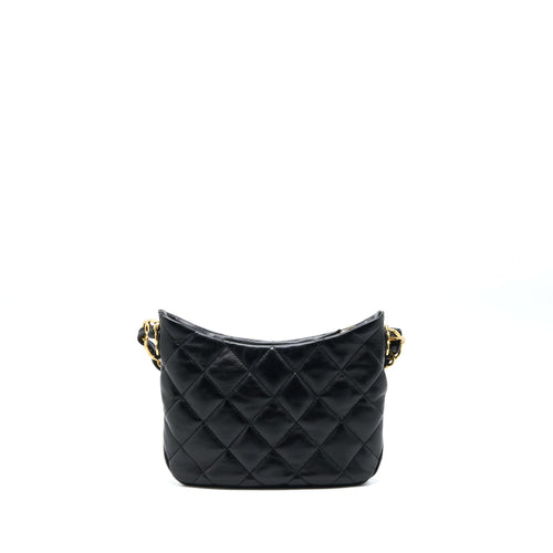 CHANEL 22K HOBO SHOULDER BAG LAMBSKIN BLACK GHW (MICROCHIP)