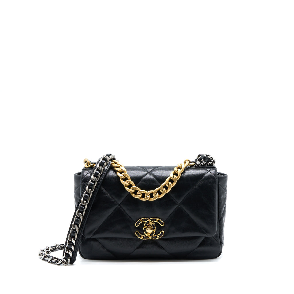CHANEL SMALL 19 BAG GOATSKIN BLACK MULTICOLOURED HARDWARE