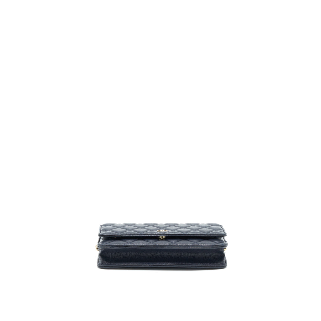 CHANEL CLASSIC WALLET ON CHAIN CAVIAR NAVY LGHW