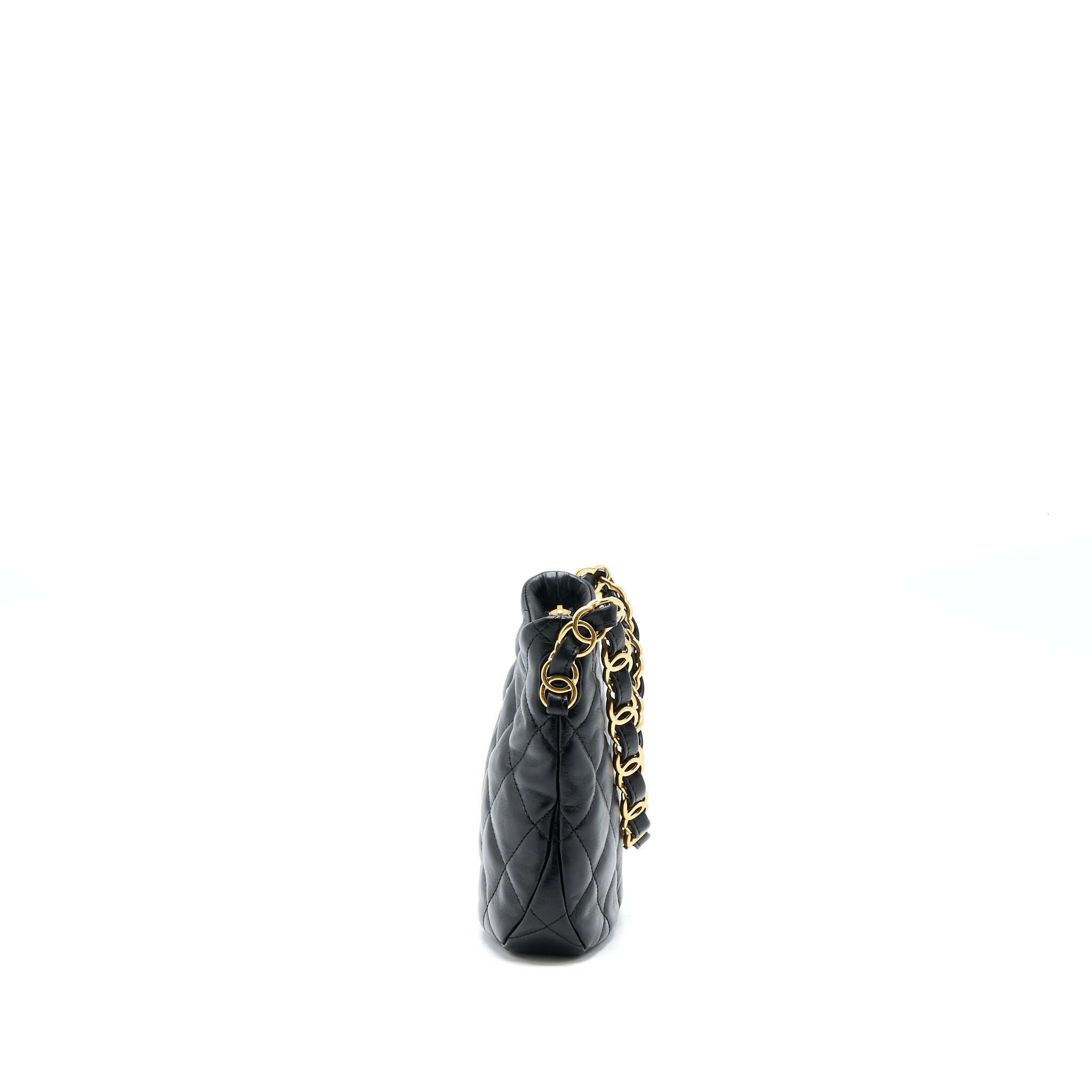 CHANEL 22K HOBO SHOULDER BAG LAMBSKIN BLACK GHW (MICROCHIP)