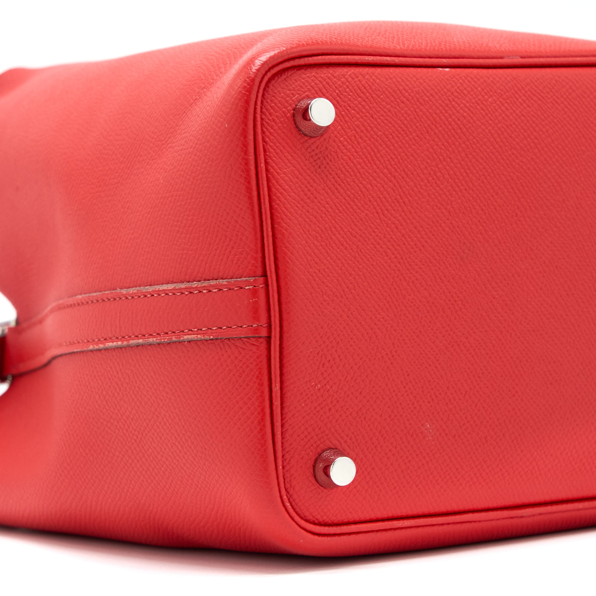HERMES PICOTIN 18 LOCK BAG EPSOM RED WITH MULTI COLOUR HANDLE SHW