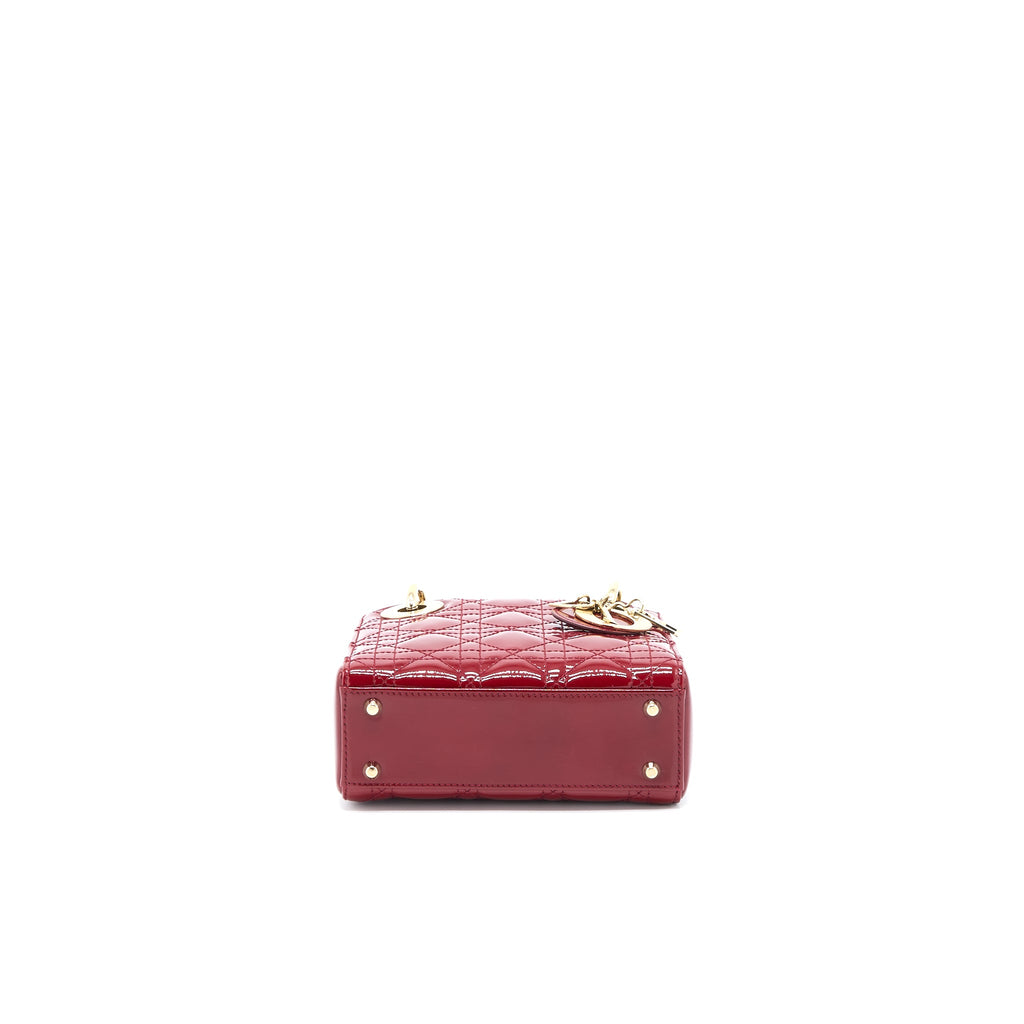 DIOR MINI LADY DIOR PATENT RED GHW