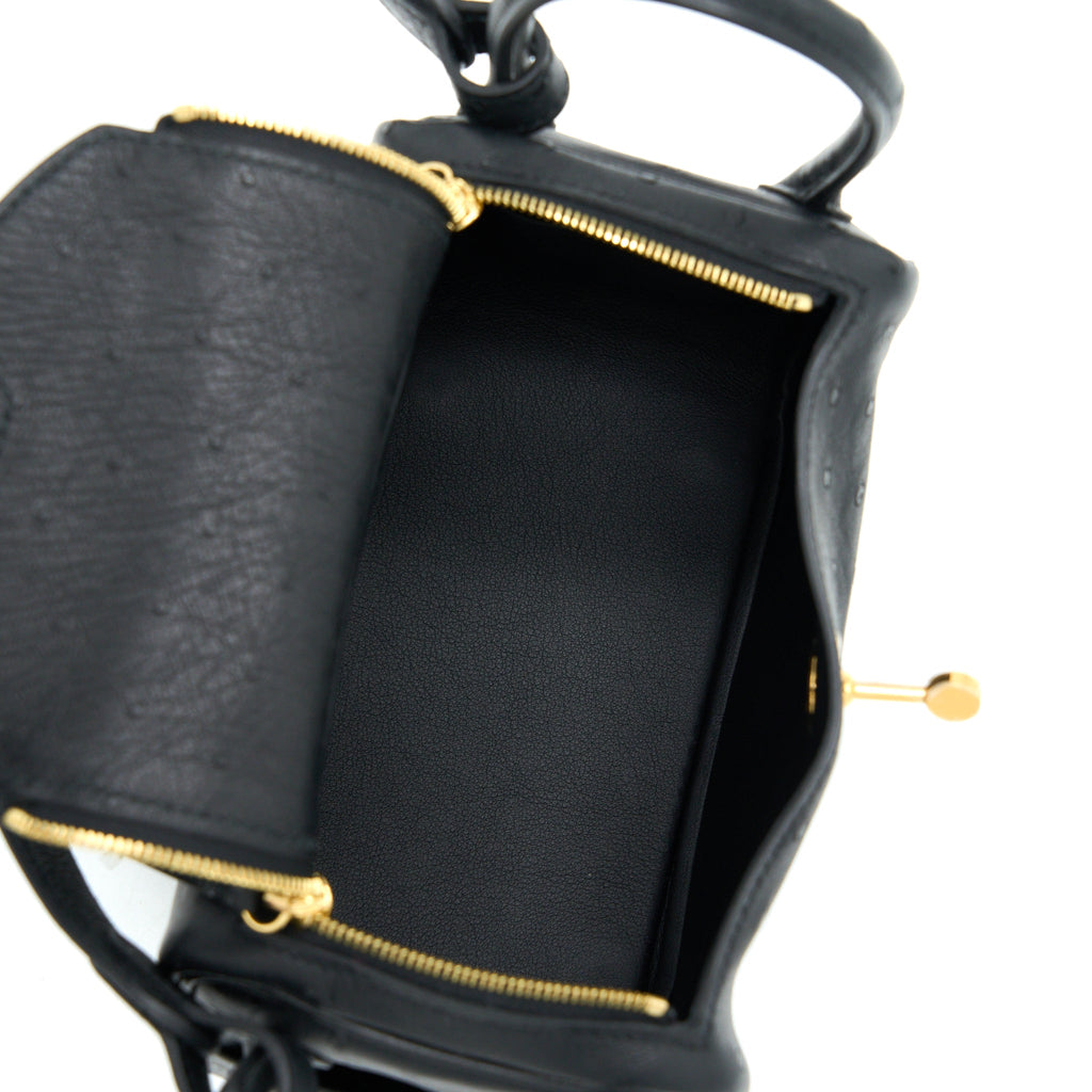 HERMES MINI LINDY OSTRICH BLACK GHW