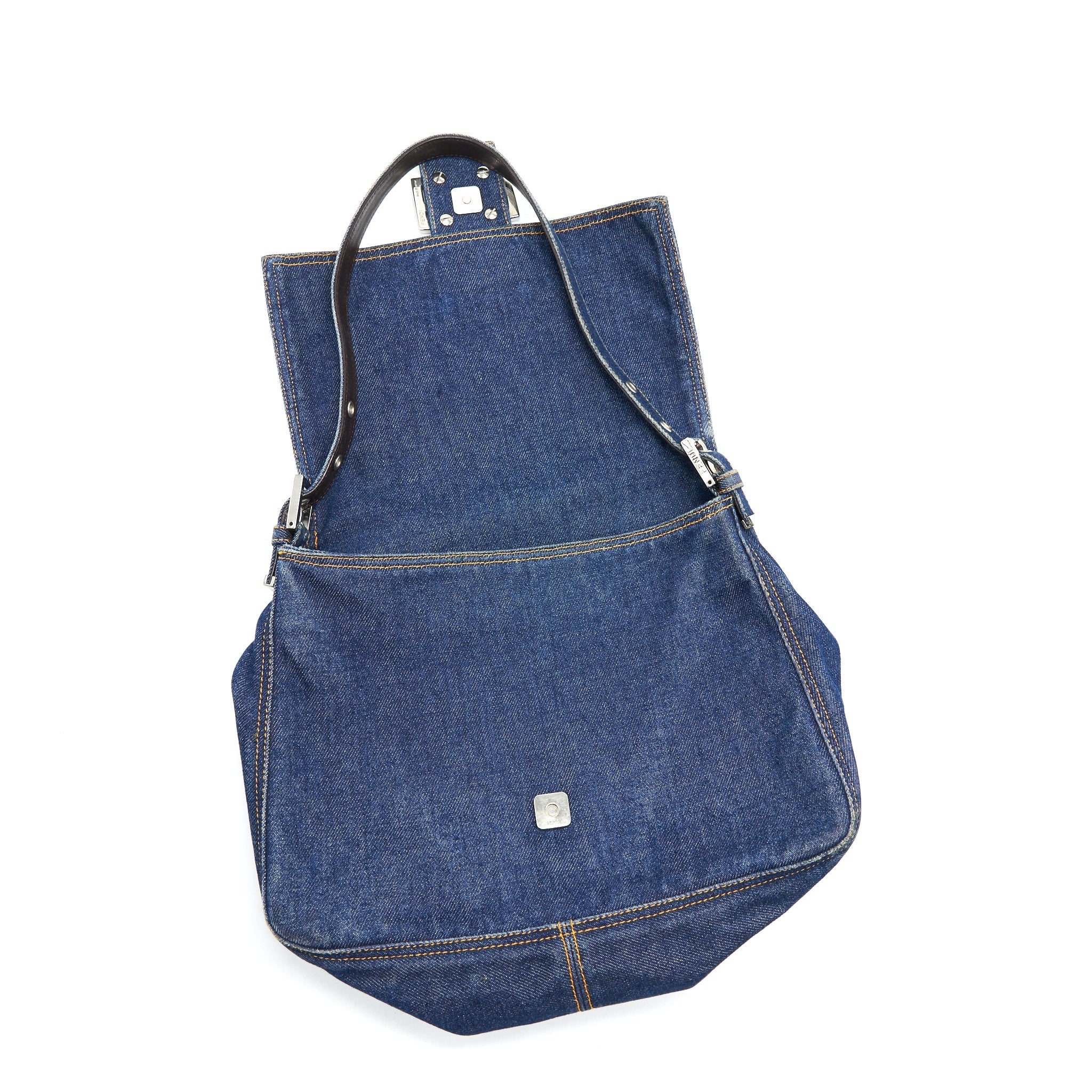 FENDI VINTAGE DENIM MAMMA BAGUETTE SHOULDER BAG