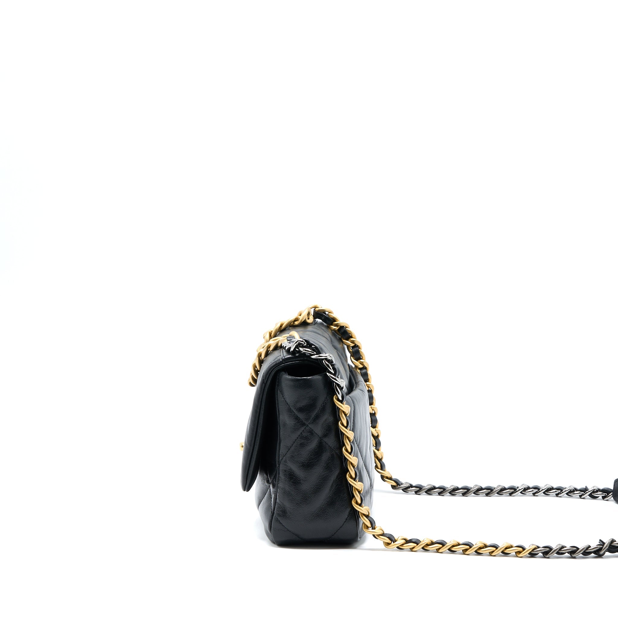 CHANEL SMALL 19 BAG GOATSKIN BLACK MULTICOLOURED HARDWARE