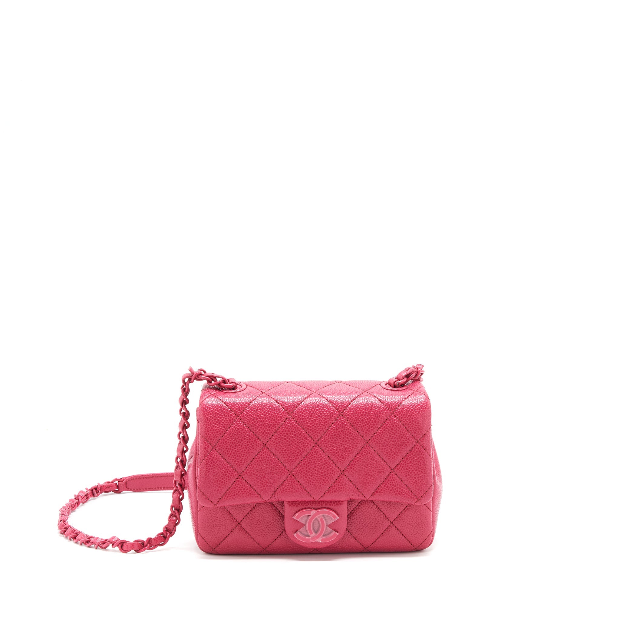 CHANEL MINI SQUARE CAVIAR PINK IN PINK HARDWARE