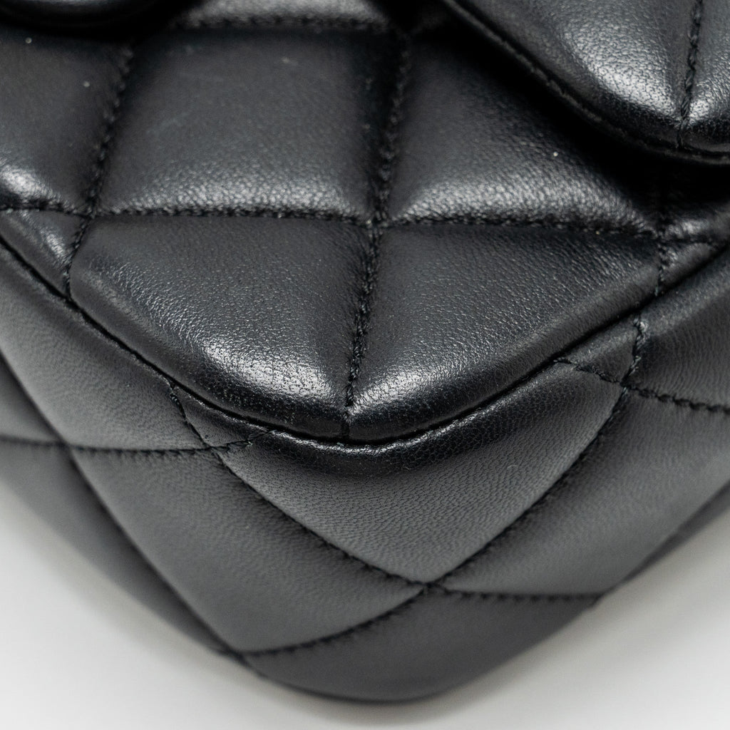 CHANEL QUILTED FLAP BAG WITH HEART CHARM CHAIN LAMBSKIN BLACK GHW (MICROCHIP)