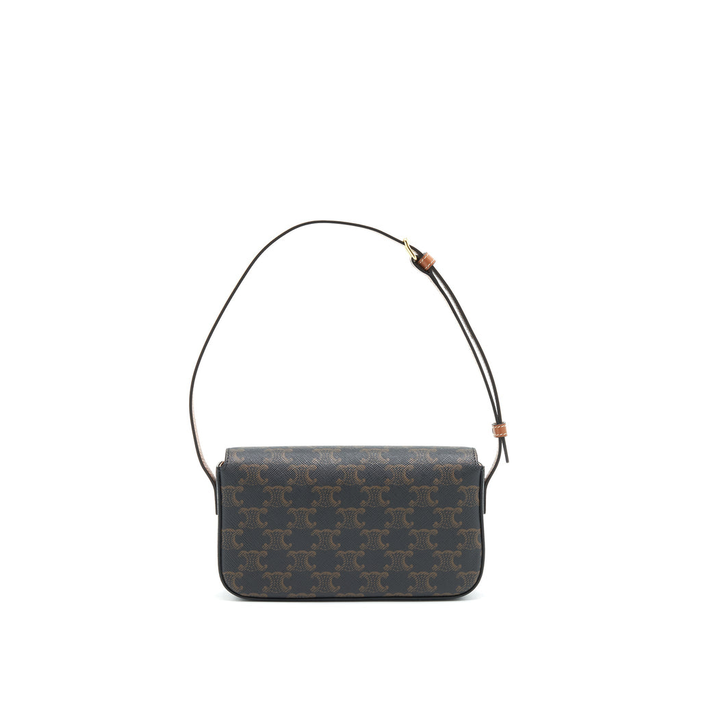 CELINE TRIOMPHE SHOULDER BAG IN TRIOMPHE CANVAS AND CALFSKIN