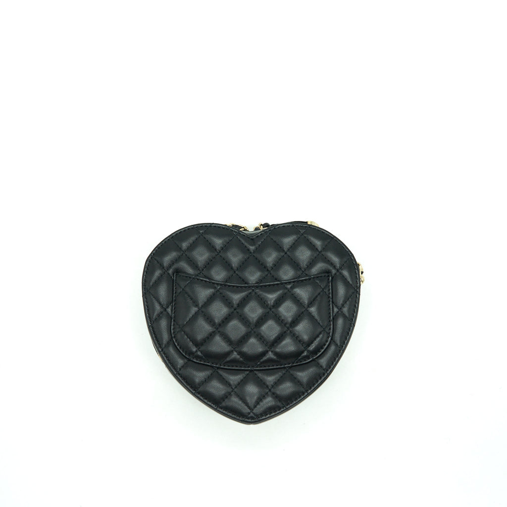 CHANEL 22S HEART BAG LAMBSKIN BLACK LGHW (MICROCHIP)