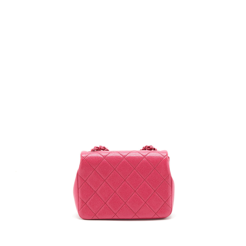 CHANEL MINI SQUARE CAVIAR PINK IN PINK HARDWARE
