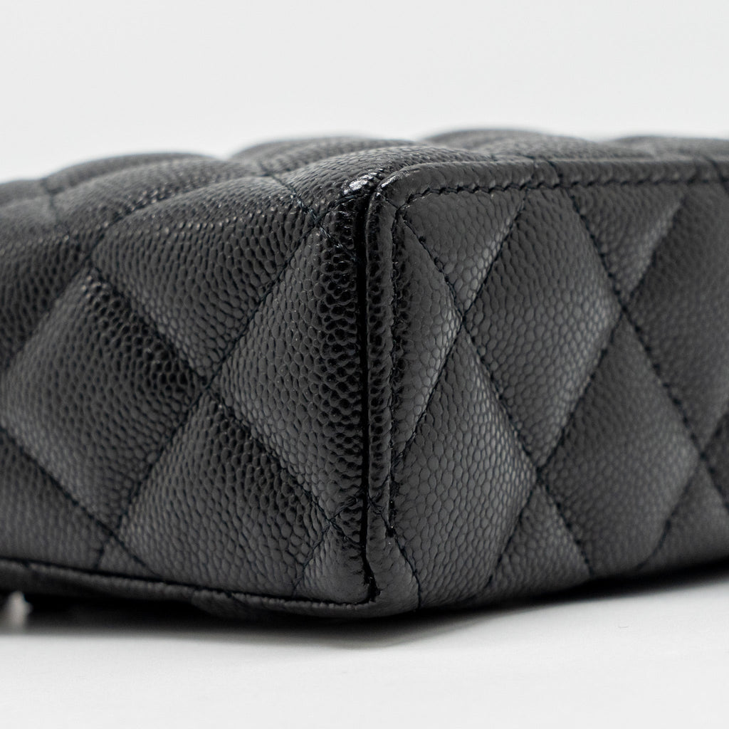 CHANEL 25P CC TOP HANDLE VANITY BAG CAVIAR BLACK LGHW (MICROCHIP)