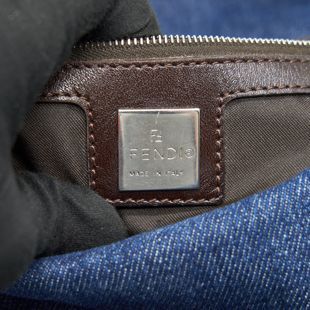 FENDI VINTAGE DENIM MAMMA BAGUETTE SHOULDER BAG
