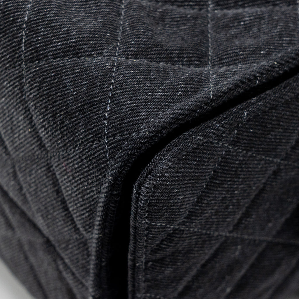 CHANEL 25 MEDIUM HANDBAG WASHED DENIM BLACK GHW (MICROCHIP)
