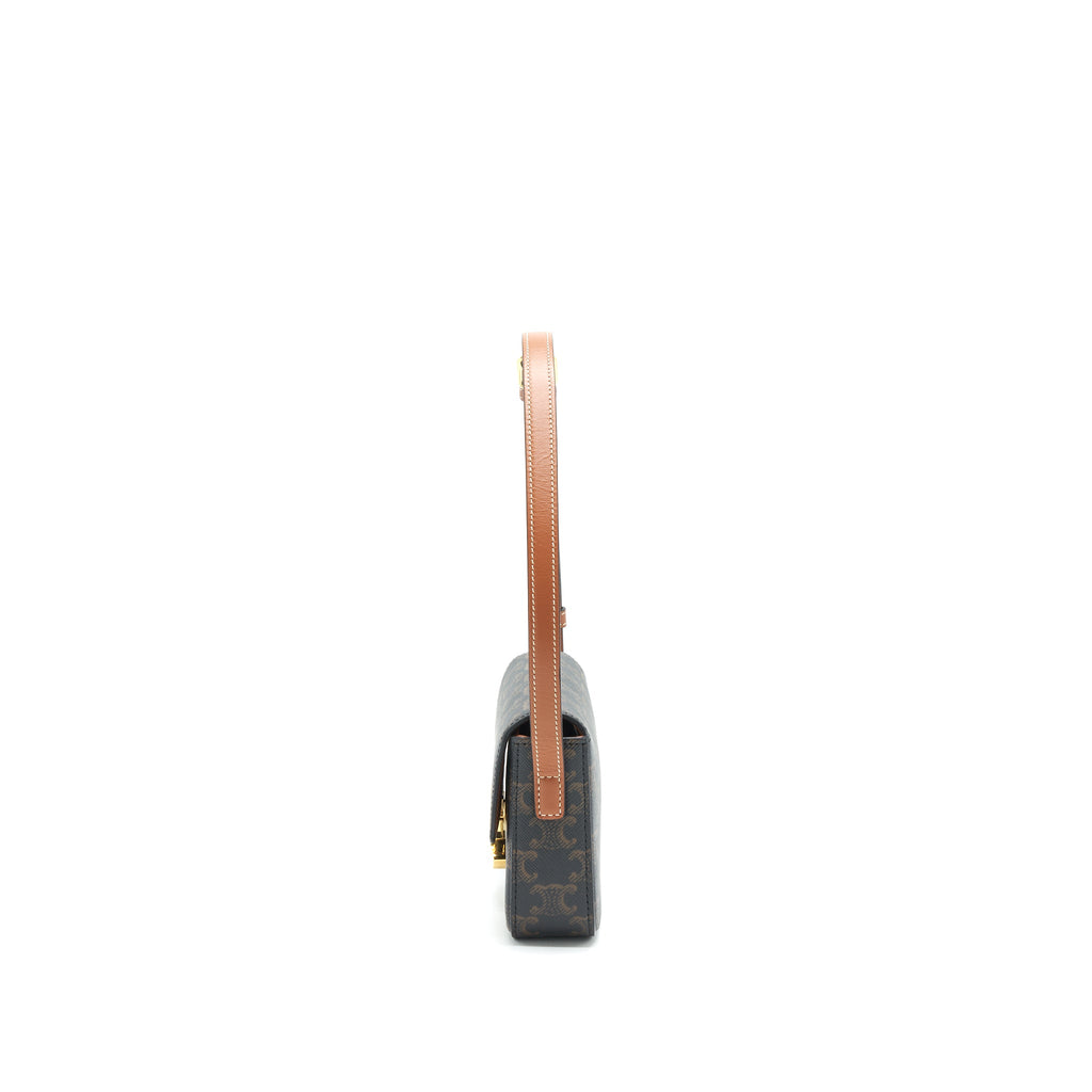 CELINE TRIOMPHE SHOULDER BAG IN TRIOMPHE CANVAS AND CALFSKIN