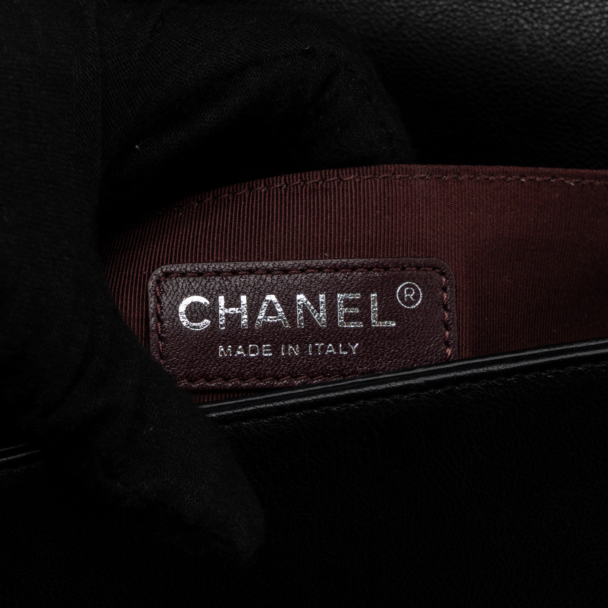 CHANEL MEDIUM BOY BAG CALFSKIN BLACK RUTHENIUM HARDWARE