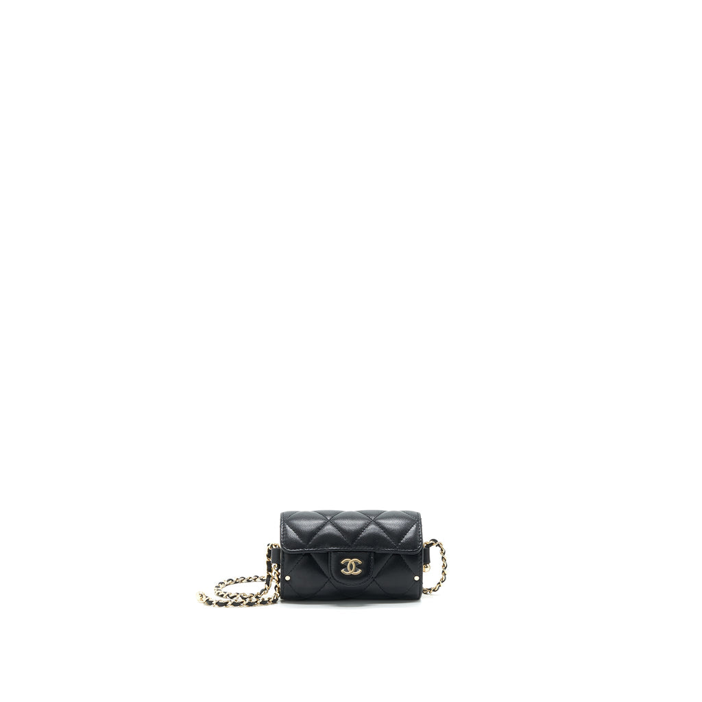 CHANEL 21A LIPSTICK MINI BAG WITH CHAIN BLACK GHW