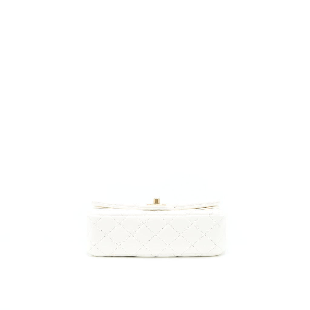 CHANEL MINI RECTANGULAR PEARL CRUSH WHITE GHW
