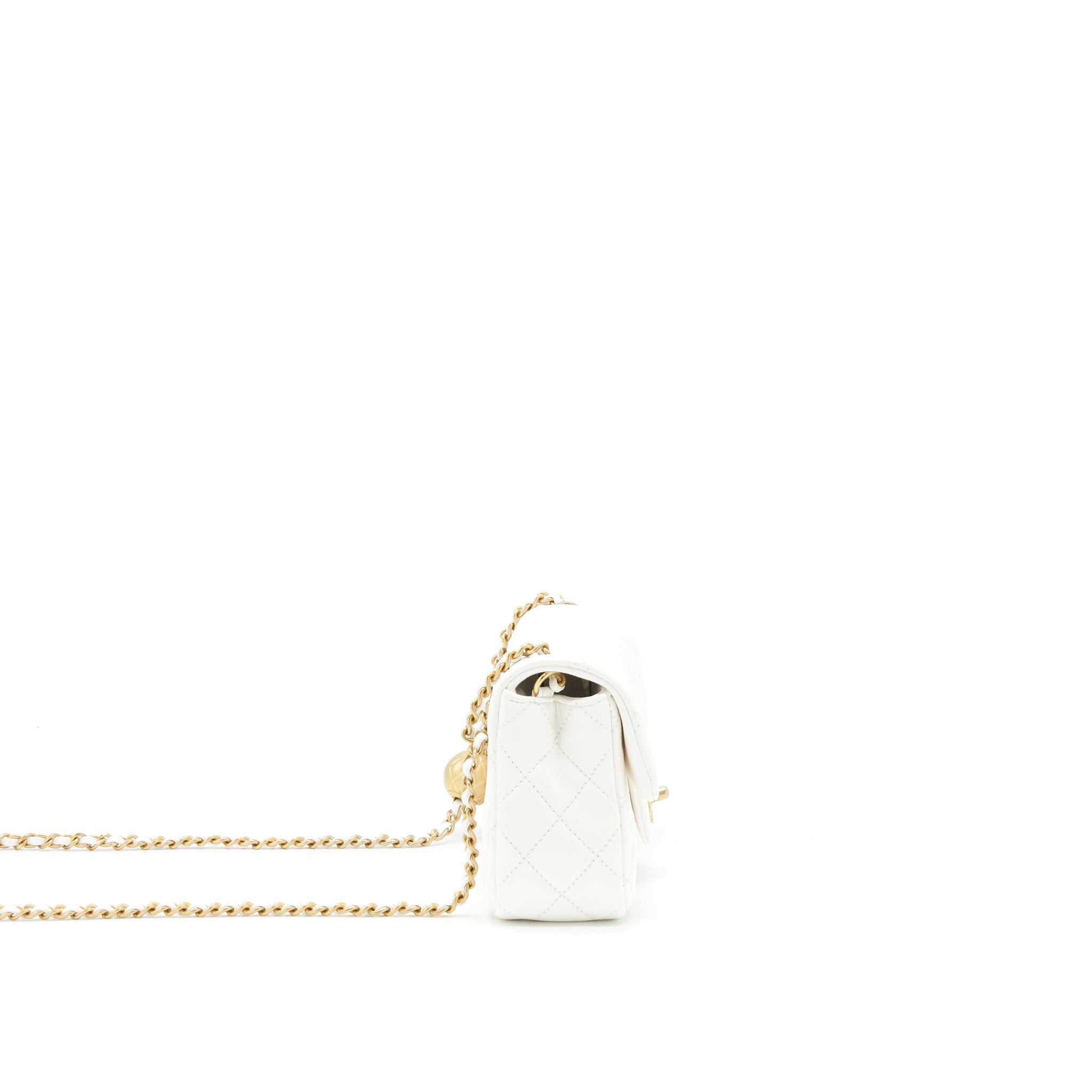 CHANEL MINI RECTANGULAR PEARL CRUSH WHITE GHW