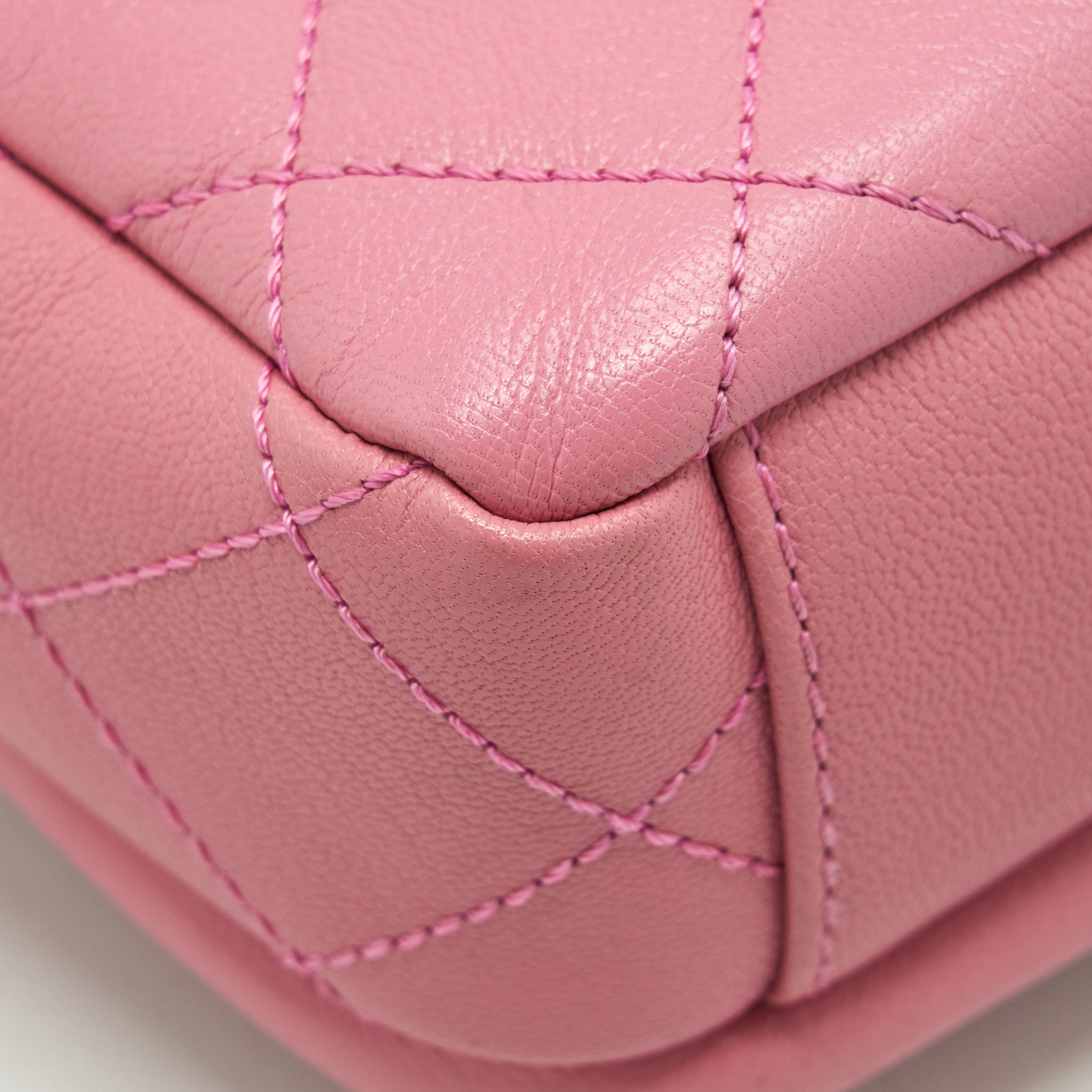 CHANEL QUILTED FLAP CROSS BODY BAG PINK WITH RUTHENIUM HARDWARE