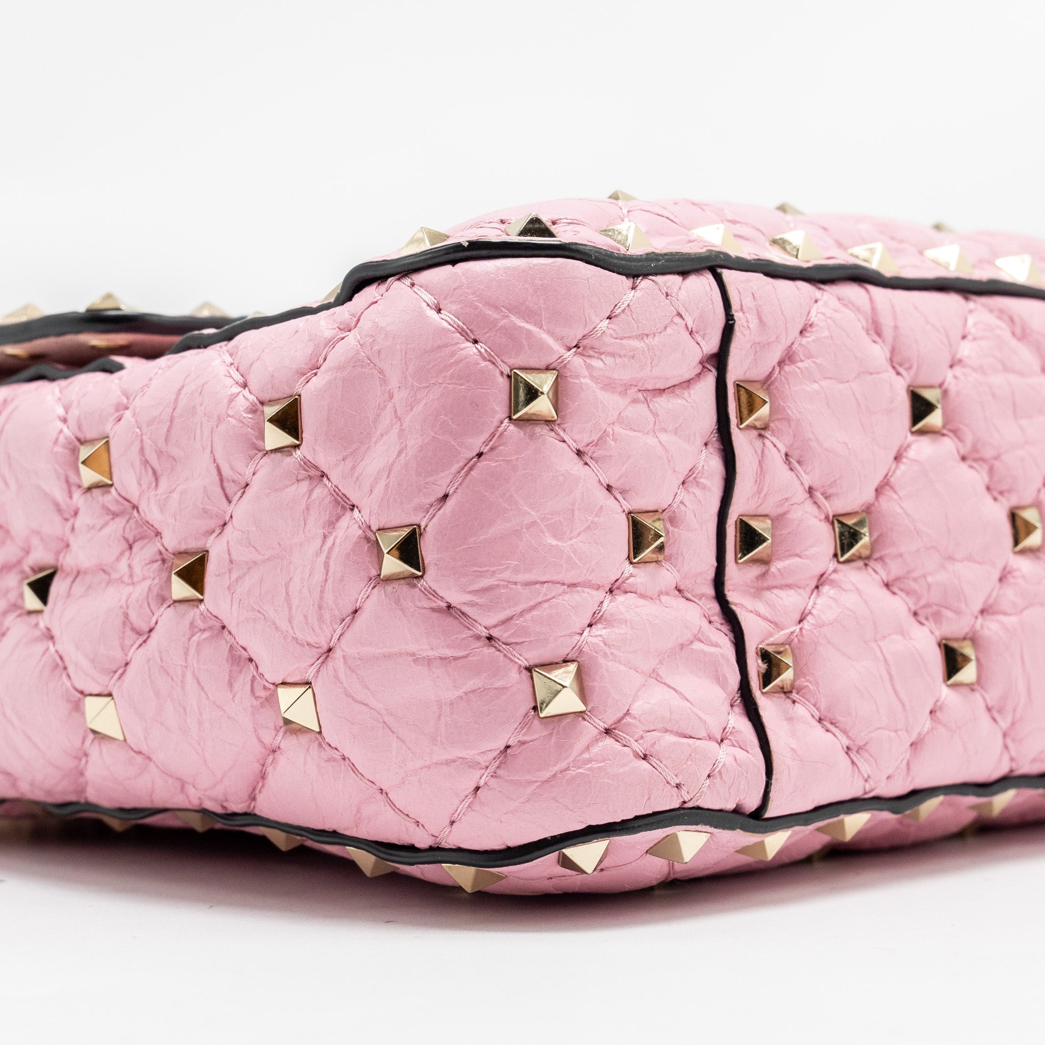 VALENTINO MEDIUM ROCKSTUD SPIKE BAG LEATHER PINK GHW