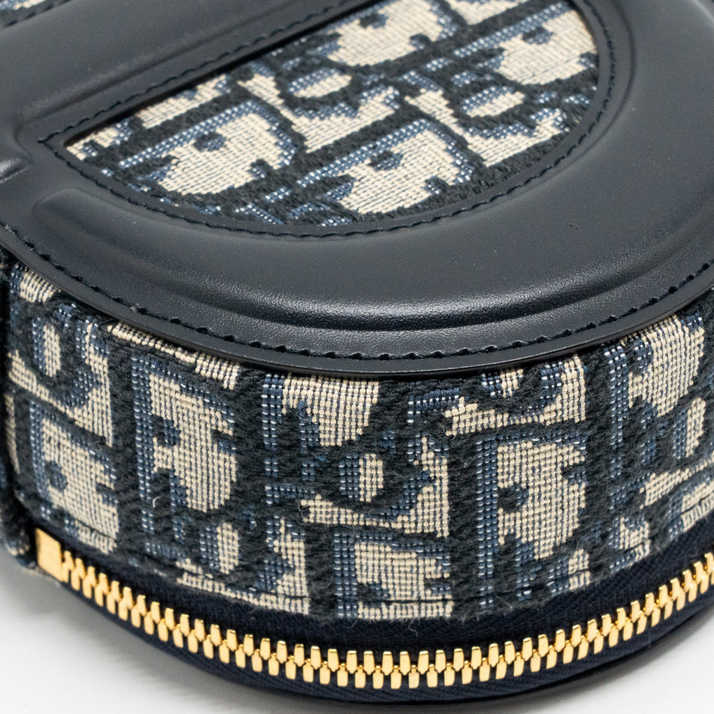 DIOR CD SIGNATURE OVAL CAMERA BAG OBLIQUE JACQUARD BLUE GHW