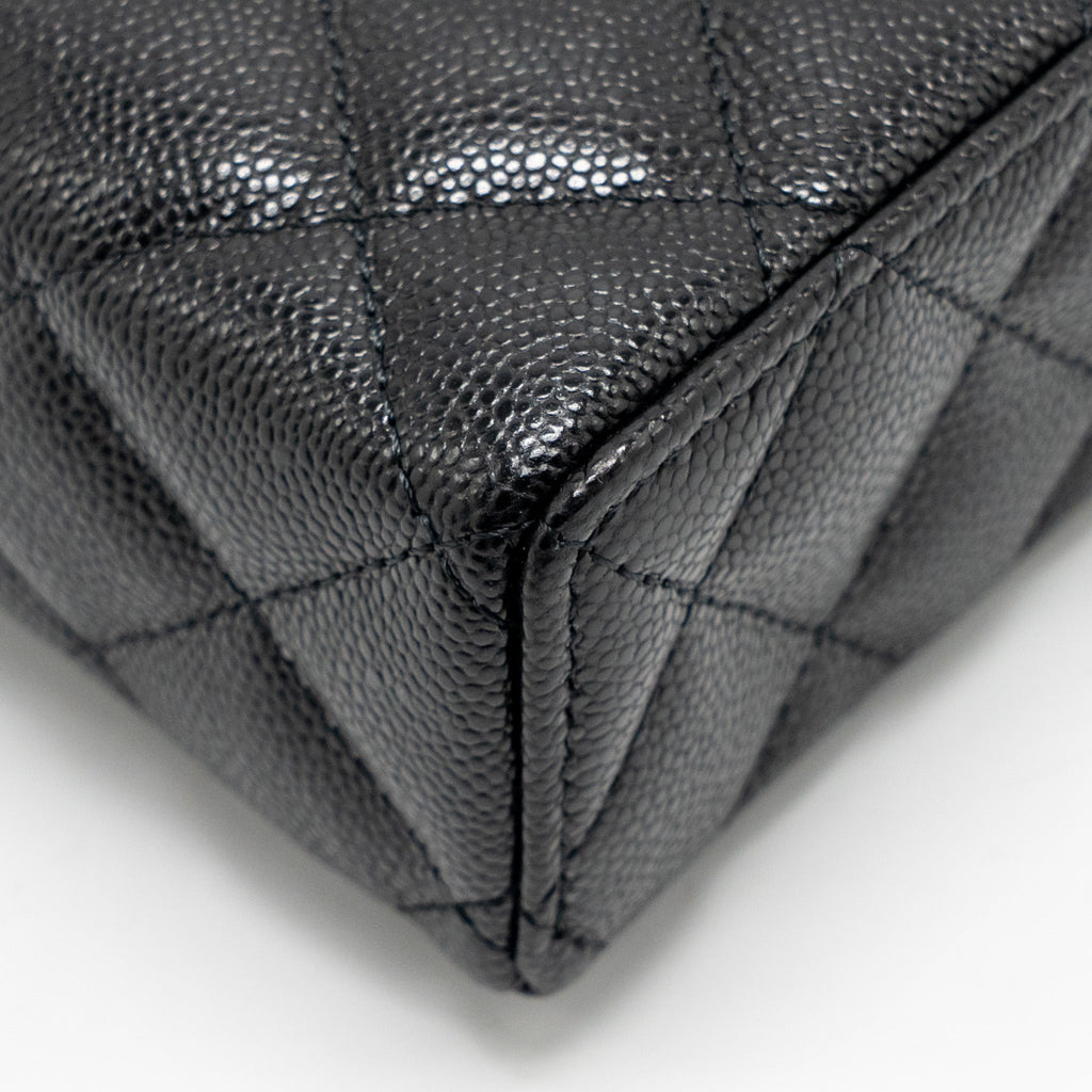 CHANEL 25P CC TOP HANDLE VANITY BAG CAVIAR BLACK LGHW (MICROCHIP)