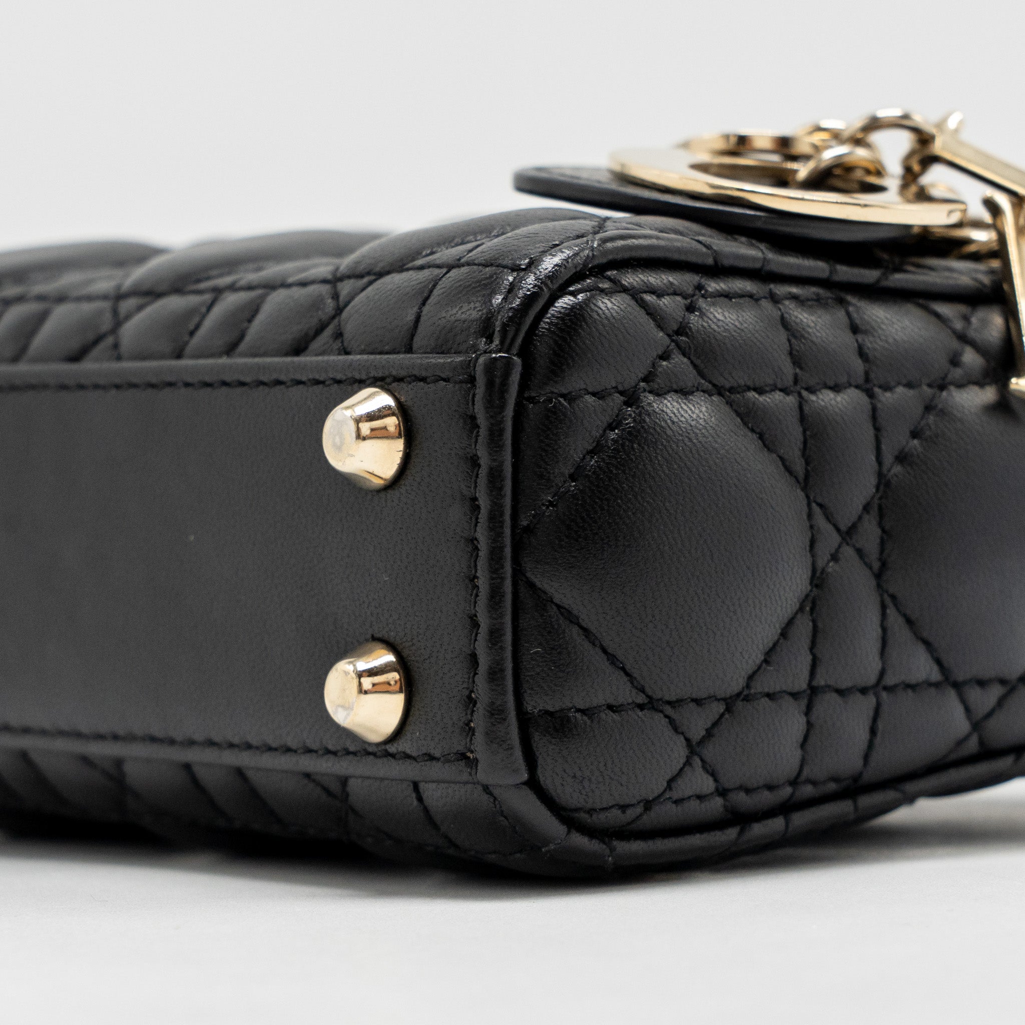 DIOR MICRO LADY DIOR LAMBSKIN BLACK LGHW
