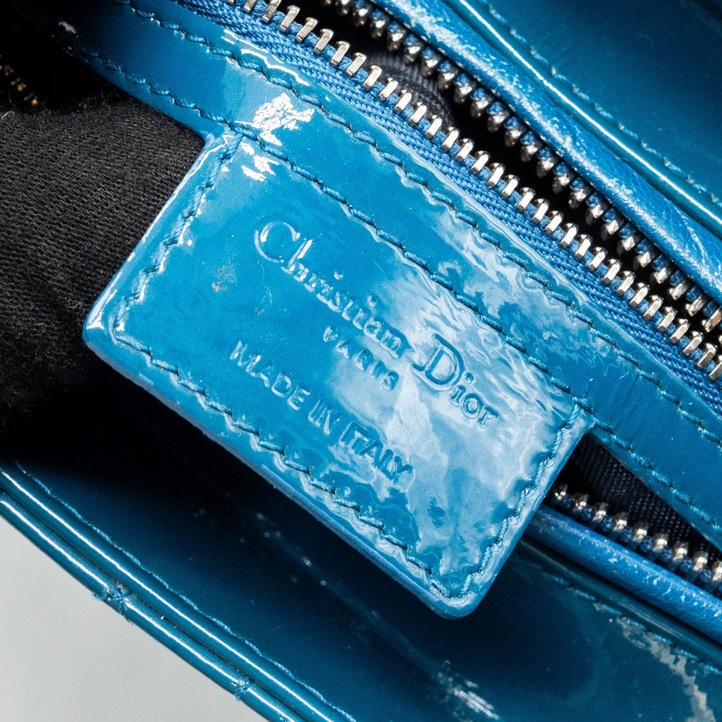 DIOR LARGE LADY DIOR PATENT BLUE SHW
