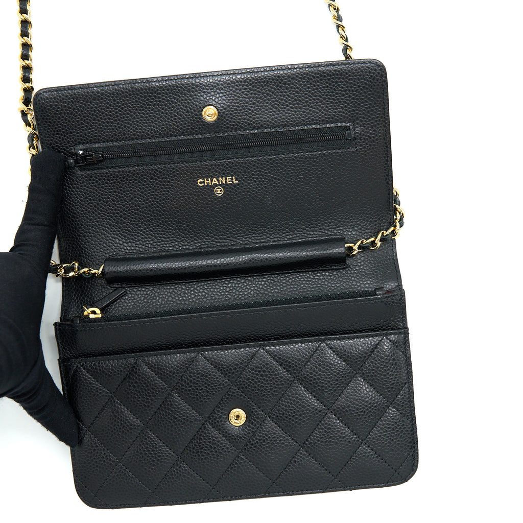 CHANEL CLASSIC WALLET ON CHAIN CAVIAR BLACK GHW
