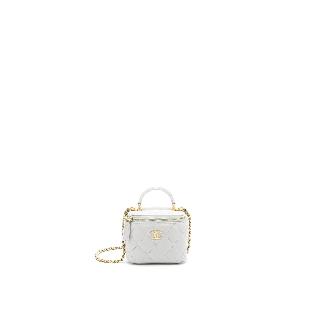 CHANEL 21A SMALL HANDLE VANITY WITH CHAIN GREY WITH GHW