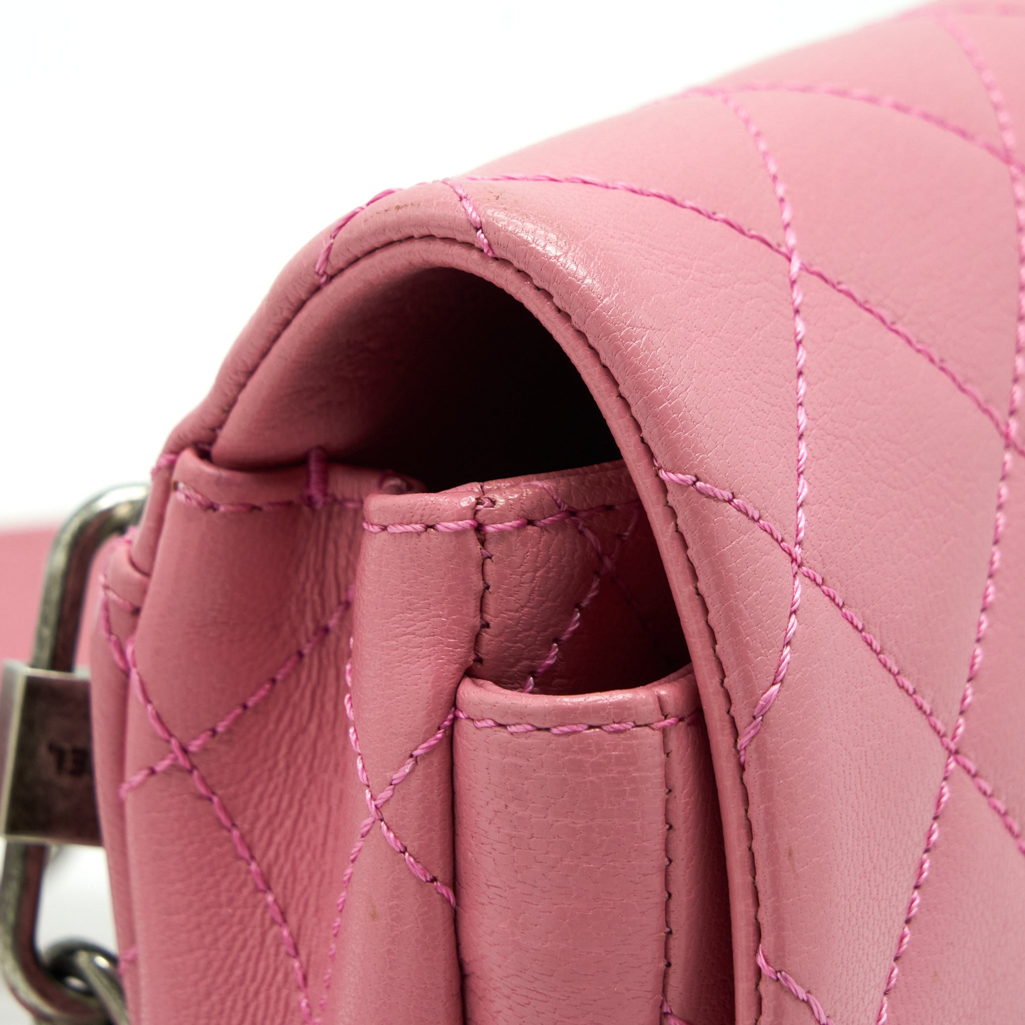 CHANEL QUILTED FLAP CROSS BODY BAG PINK WITH RUTHENIUM HARDWARE